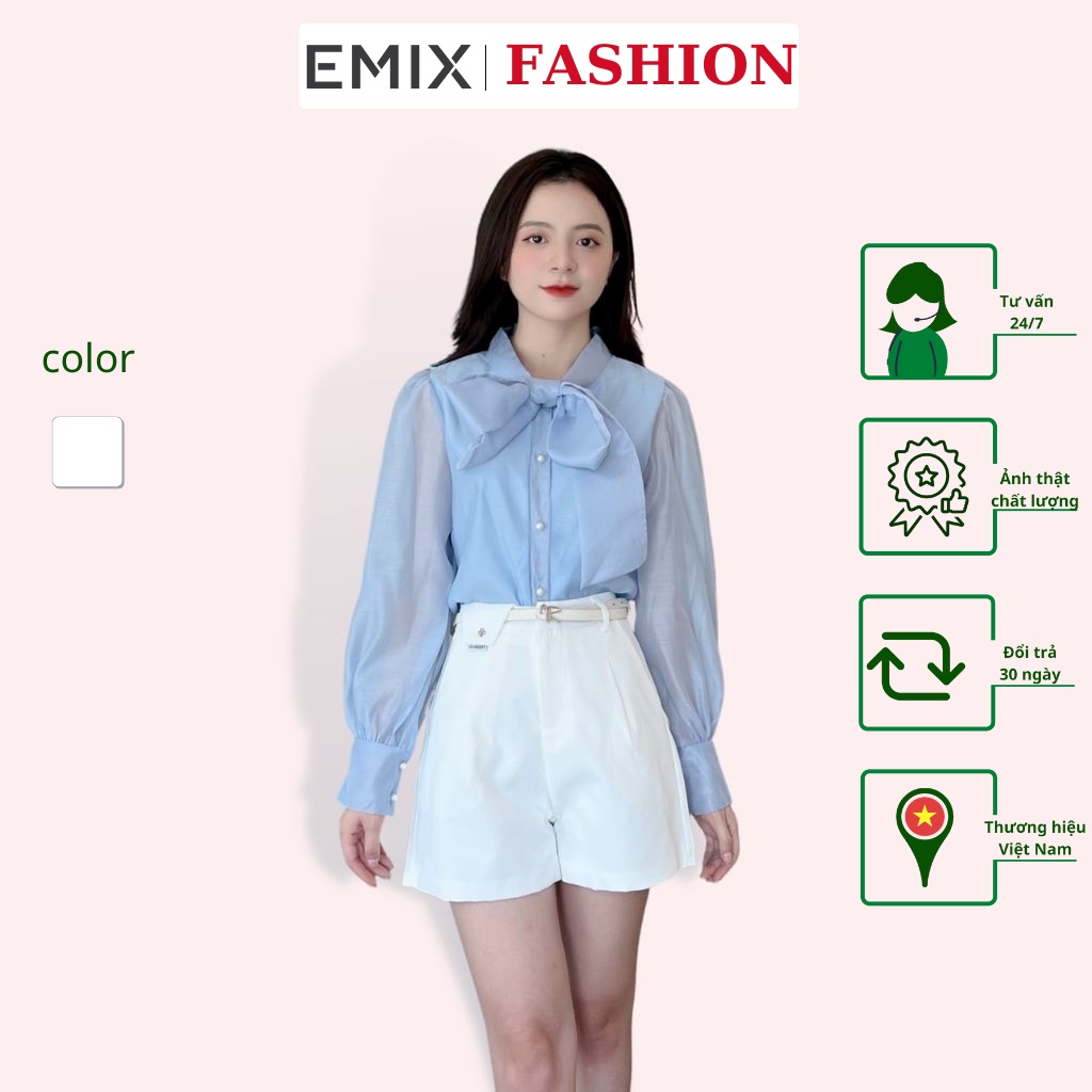 Quần short đùi kèm tag hình hoa đá EMIX (3 màu), basic, cạp cao, ống rộng, triết ly, chất ruby mềm 211