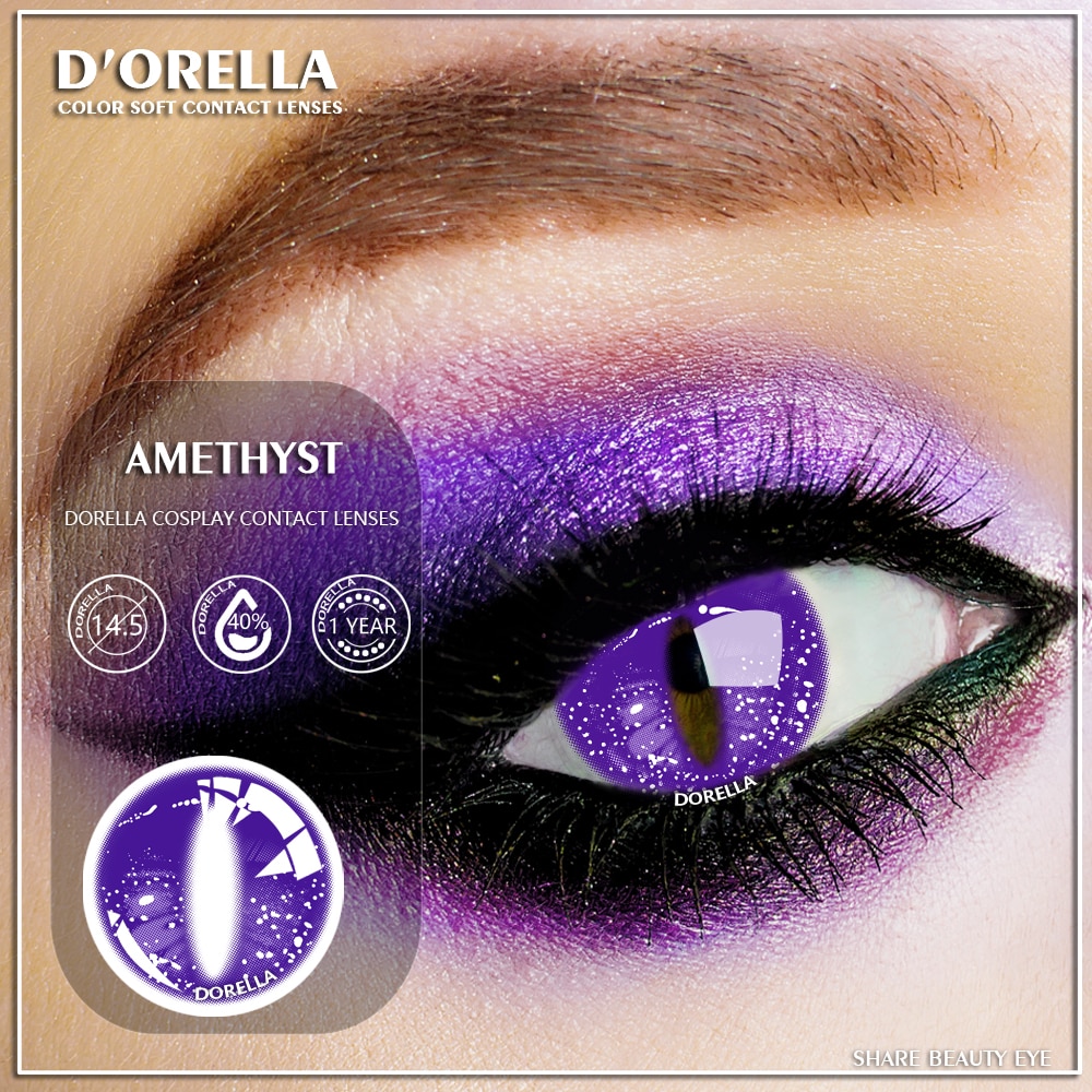 D'ORELLA 1 Cặp  CHẾT MẮT Cateye Cosplay Ống kính áp tròng đầy màu sắc Halloween Ống kính áp tròng Crazy Lens màu mắt Phụ kiện anime cho mắt Cosplay Ống kính tiếp xúc màu Yealy Ues