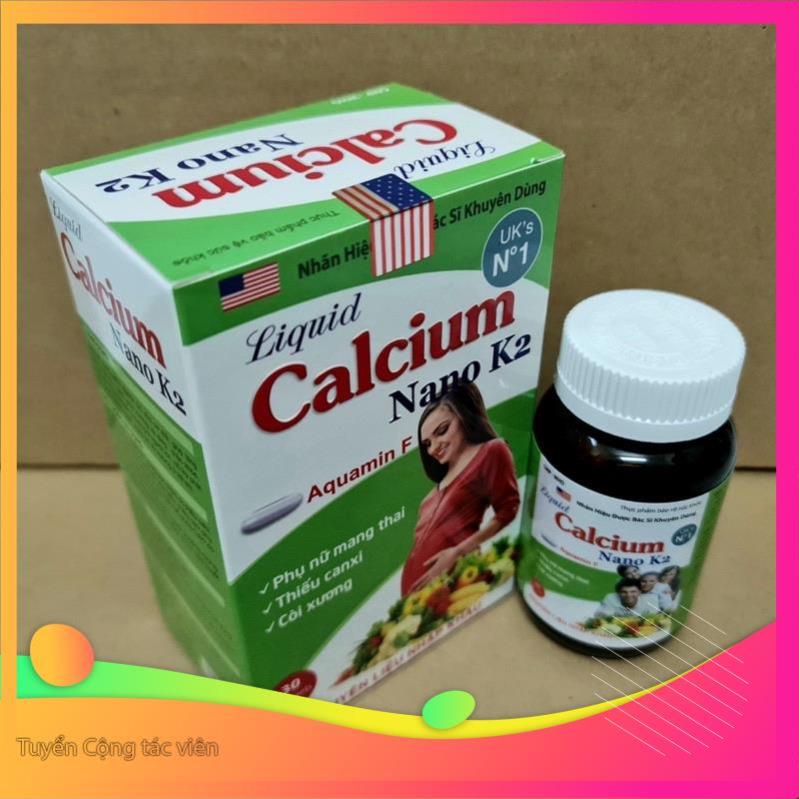 viên Liquid Calcium nano K2 bổ sung sự thiếu hụt calci và vitamin D3 trong cơ thể 30 viên Bổ sung canxi và vitamin