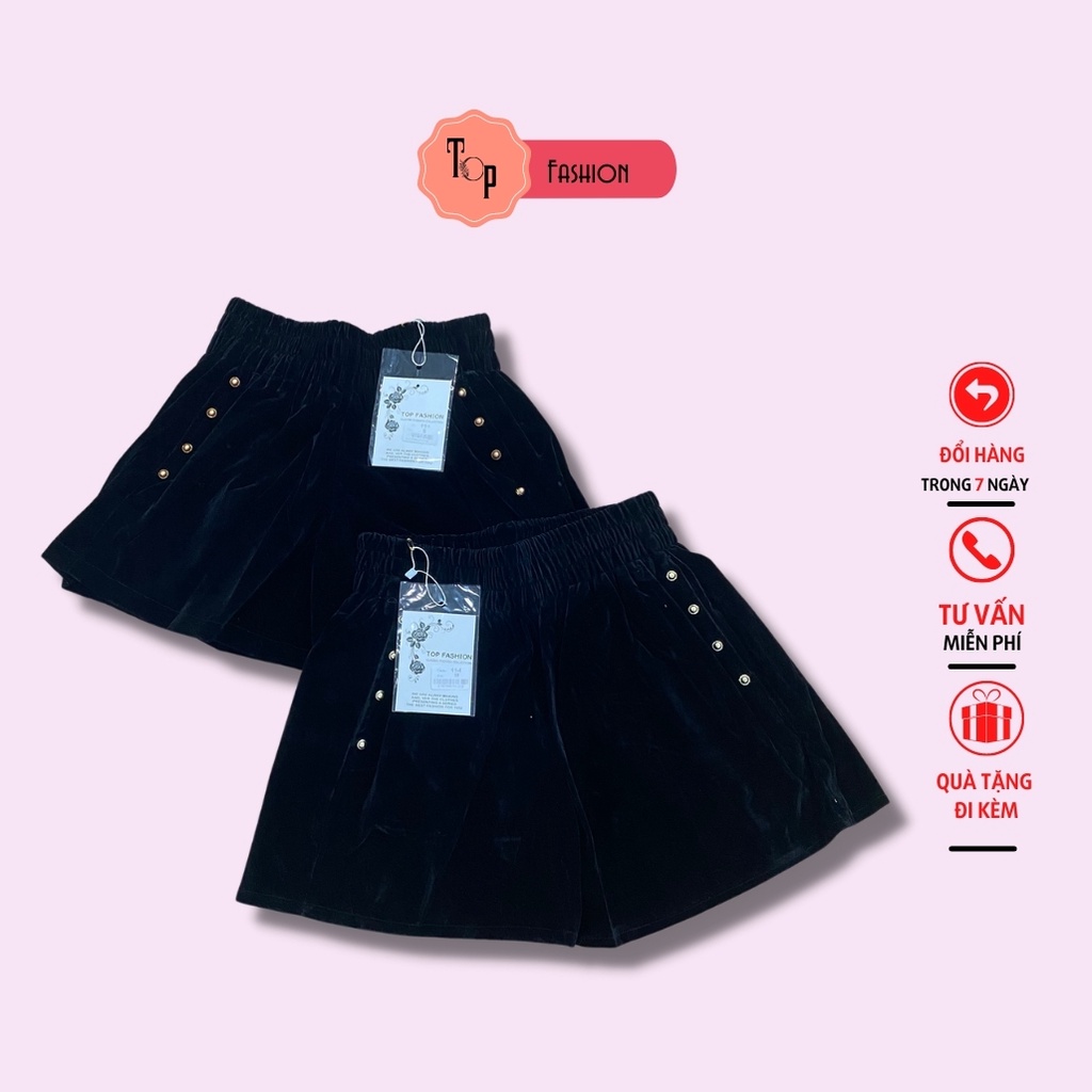 Quần short nữ nhung tăm Top Fashion 8 khuy dáng váy xoè dáng rộng | BigBuy360 - bigbuy360.vn