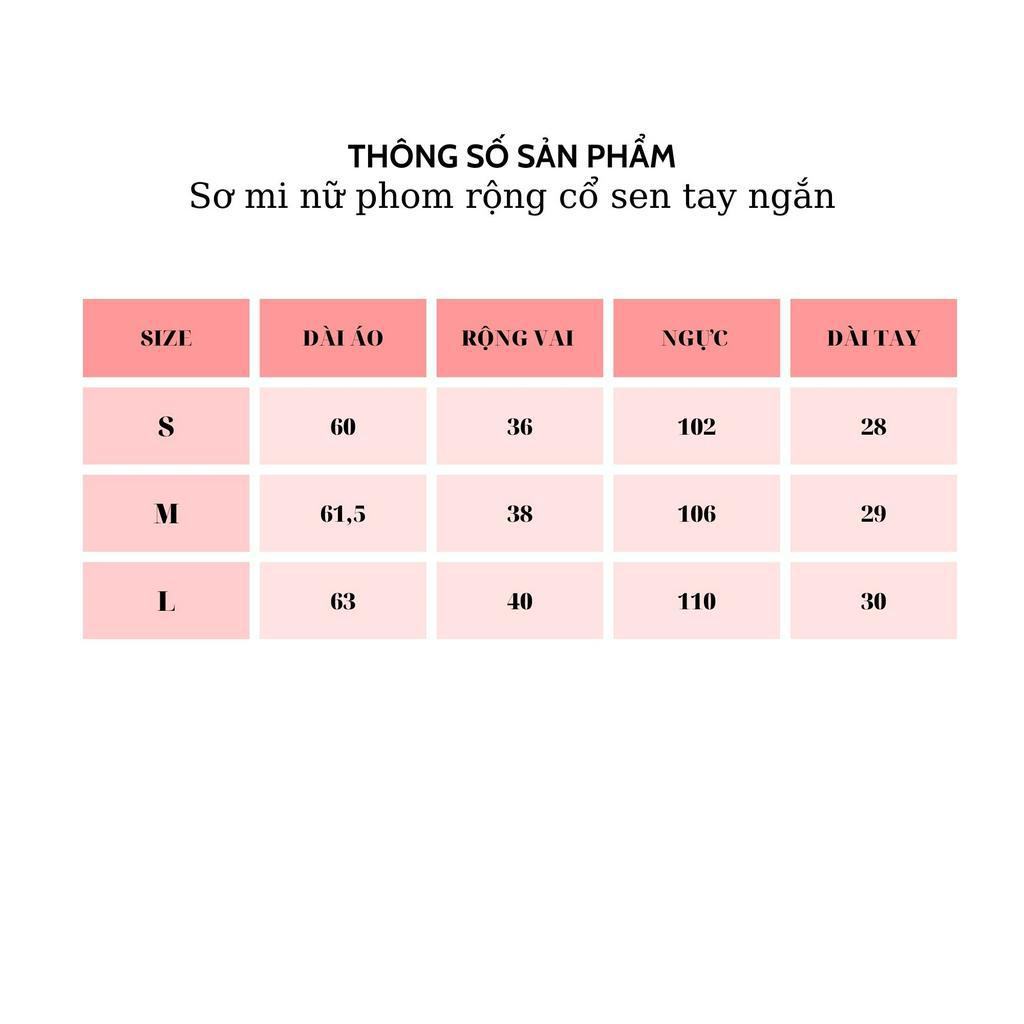 Áo sơ mi nữ form rộng cổ sen tay ngắn phong cách trẻ trung năng động