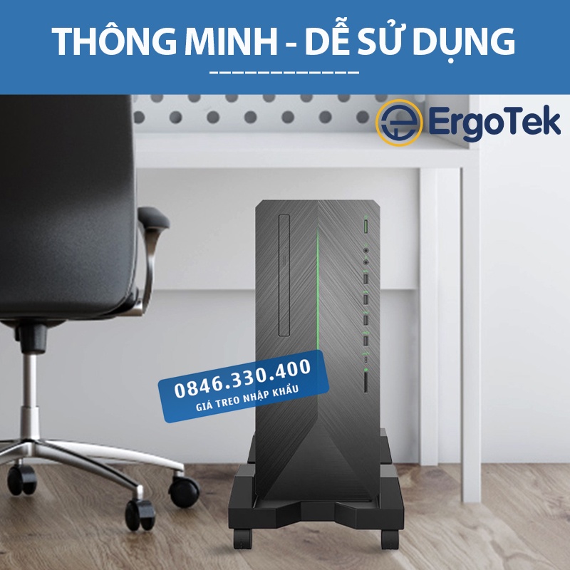Giá Đỡ Máy Tính Để Bàn - Case PC / ErgoTek EP6 - Chân Đế Để Máy Tính PC - Có Bánh Xe Di Chuyển - Xoay 360 Độ