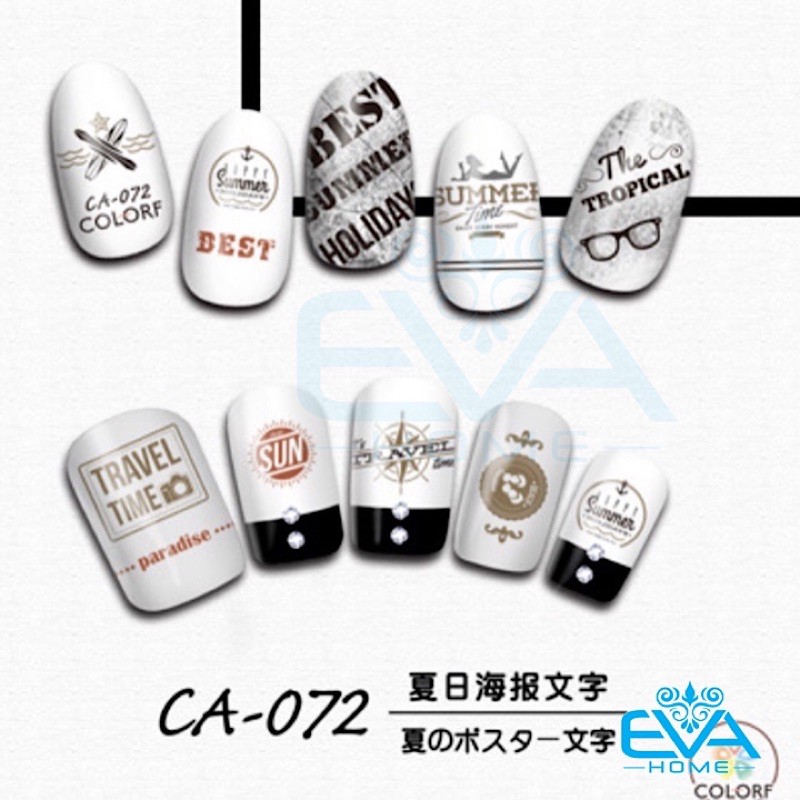 Decal Dán Móng Tay 3D Nail Sticker Tráng Trí Hoa Văn Hoạ Tiết Chữ Viết Alphabet CA072