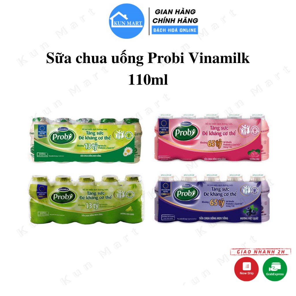 SỮA CHUA UỐNG PROBI HƯƠNG DÂU - LỐC 5 CHAI 65ML