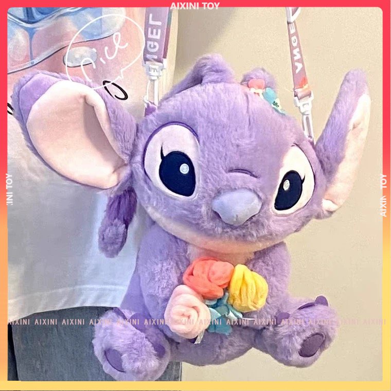 100% Disney Stitch Balo đeo Chéo Gấu Bông Sang Trọng  Disney Gối Ôm Hình Stitch Nhồi Bông Đáng Yêu