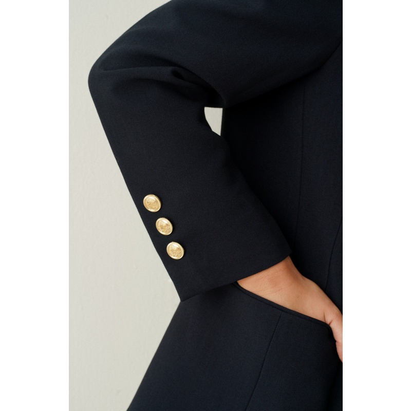 Áo Blazer nữ dài tay 2 lớp dáng oversize (Xanh Navy)_MONOTALK T40006TK