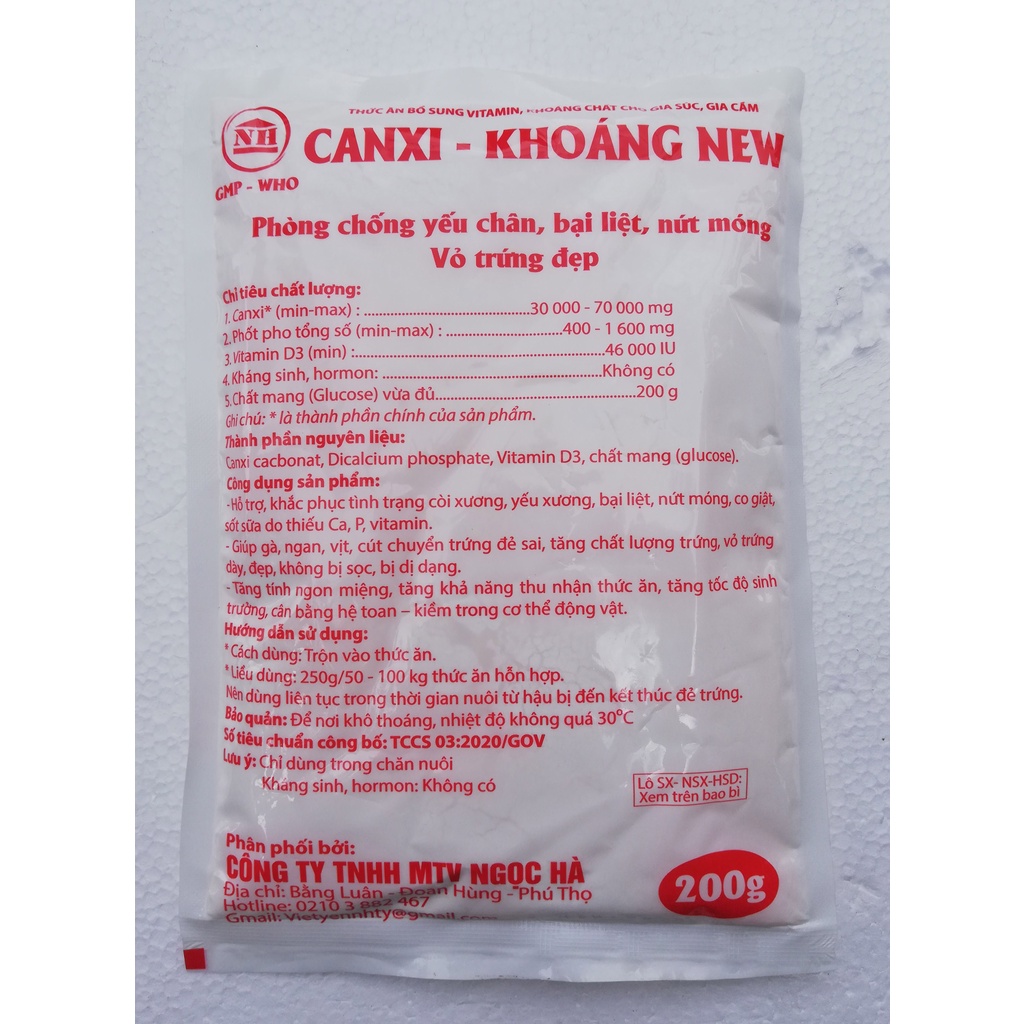 1 gói CALCI - KHÁNG VI LƯỢNG 200g BỔ SUNG KHOÁNG CHO GIA SÚC, GIA CẦM, GÀ CHỌI, GÀ ĐÁ, CHIM CẢNH PHÒNG NGỪA BẠI LIỆT
