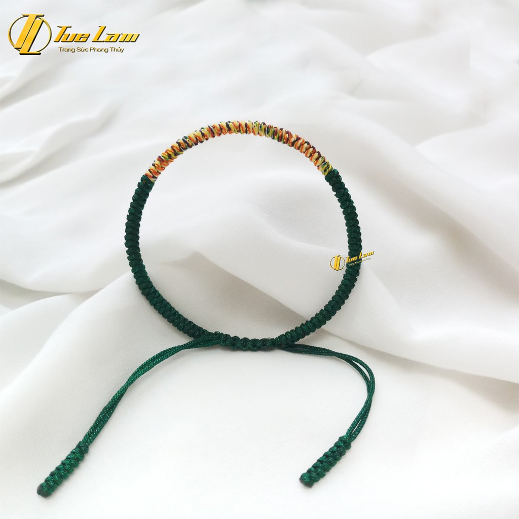 Vòng Tay Handmade Dây Chỉ Xanh Rêu Tây Tạng May Mắn Tình Duyên - XR01