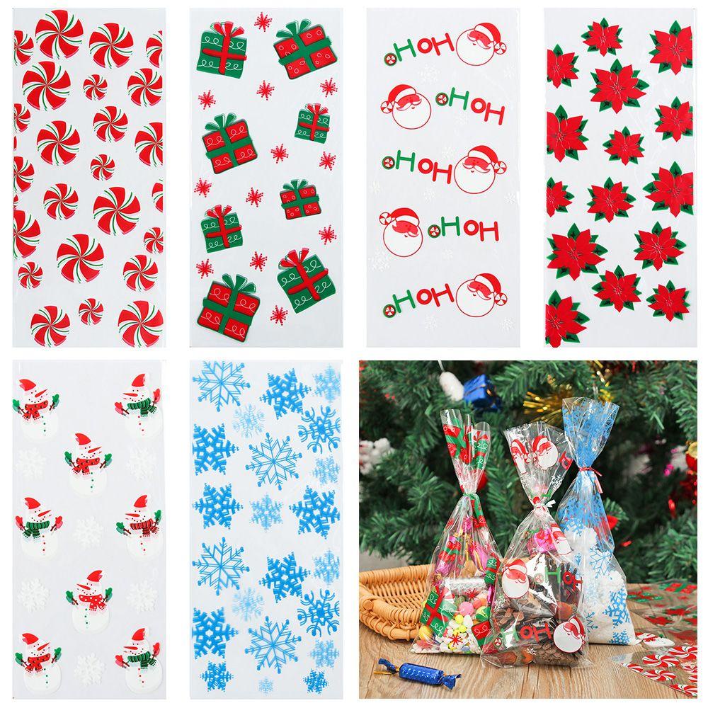 PINEVN Set 100 Túi Nhựa Trong Suốt Đựng Kẹo Giáng Sinh