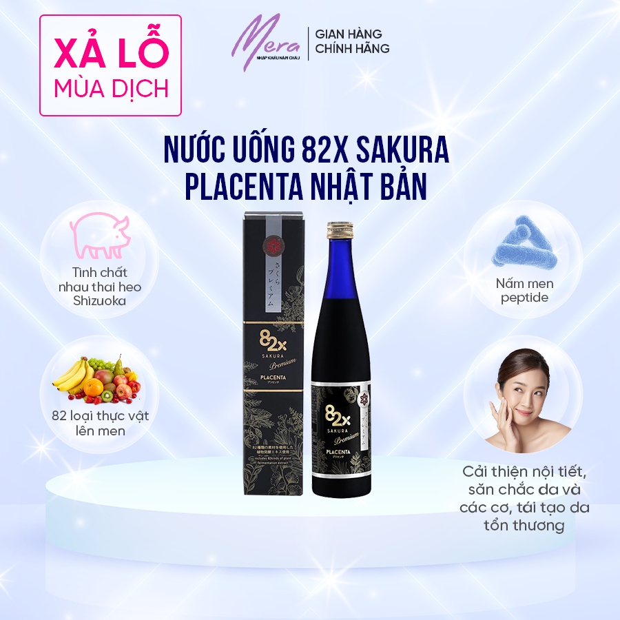 82X PLACENTA CLASSIC Dạng Nước 450.000mg Nhau Thai "Heo Hạnh Phúc" 500ml