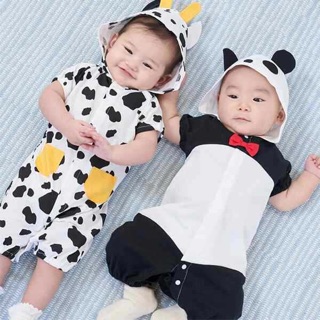 Bộ liền Body Hình Thú Cộc Tay Có Mũ Vải Mềm Mịn, Thoáng Mát Siêu Dễ Thương Cho Bé Trai, Bé Gái