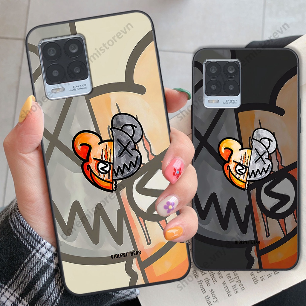 Ốp lưng Realme 8 hình kaws, kith, bear brick nổi 3D phong cách độc đáo