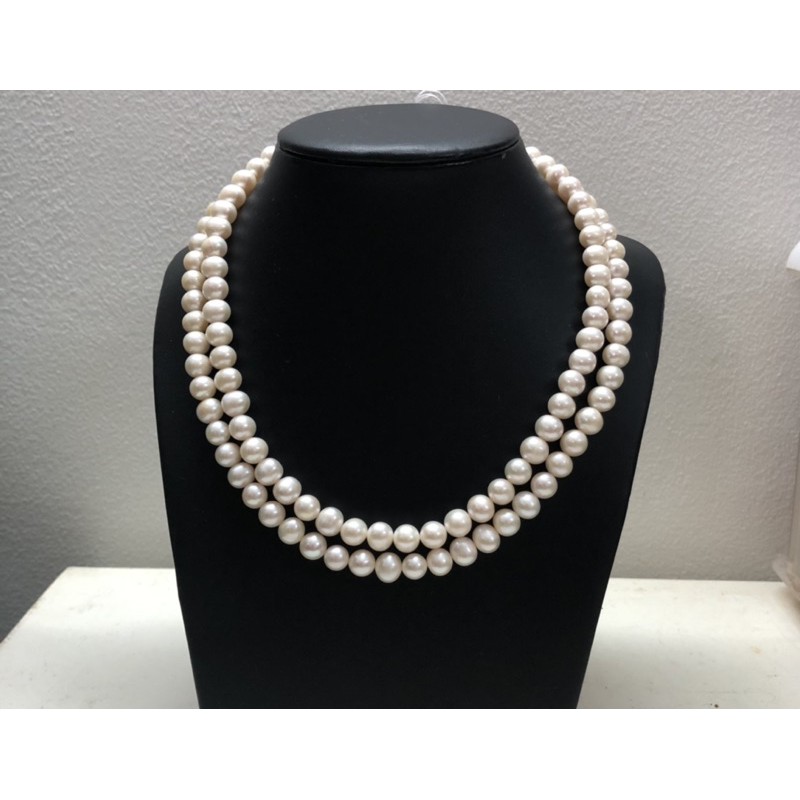 Vòng cổ hạt đôi 8 ly hai tầng