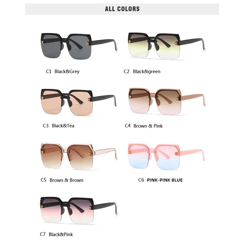 Kính Mát Gọng Vuông Oversized Bằng Kim Loại Màu Gradient Thời Trang Hàn Quốc Cho Nữ