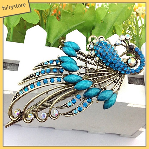 Kẹp tóc hình chim công đính hạt lấp lánh hợp thời trang dành cho nữ