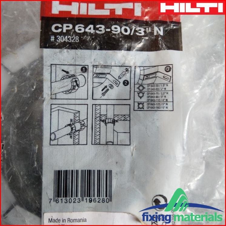 Cùm (vòng) ngăn cháy lan HILTI CP 643 N FIRESTOP COLLARS. Hàng chính hãng thanh lý