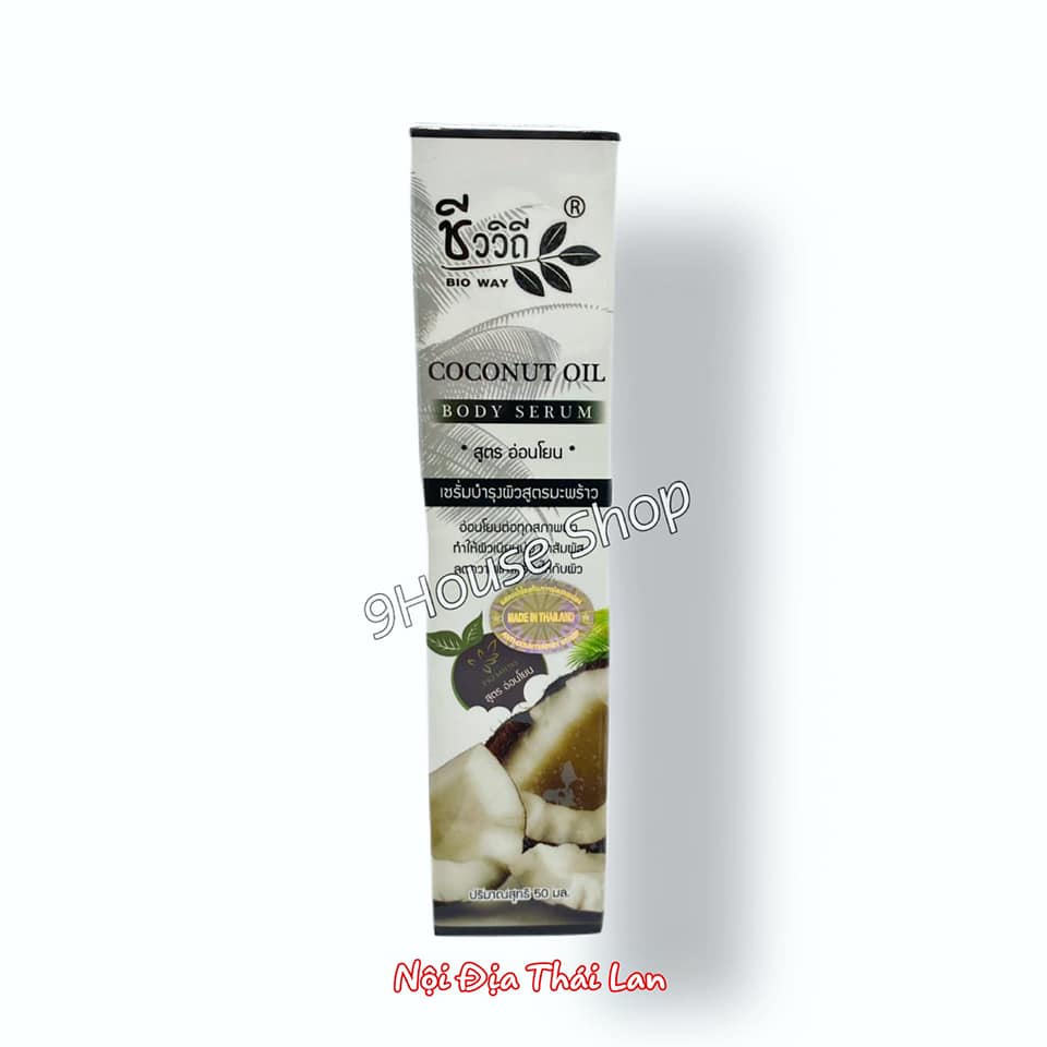 01 Serum Dưỡng Thể Phục Hồi Da Dầu Dừa Coconut Oil Body Serum Bio Way Thái Lan 50ml