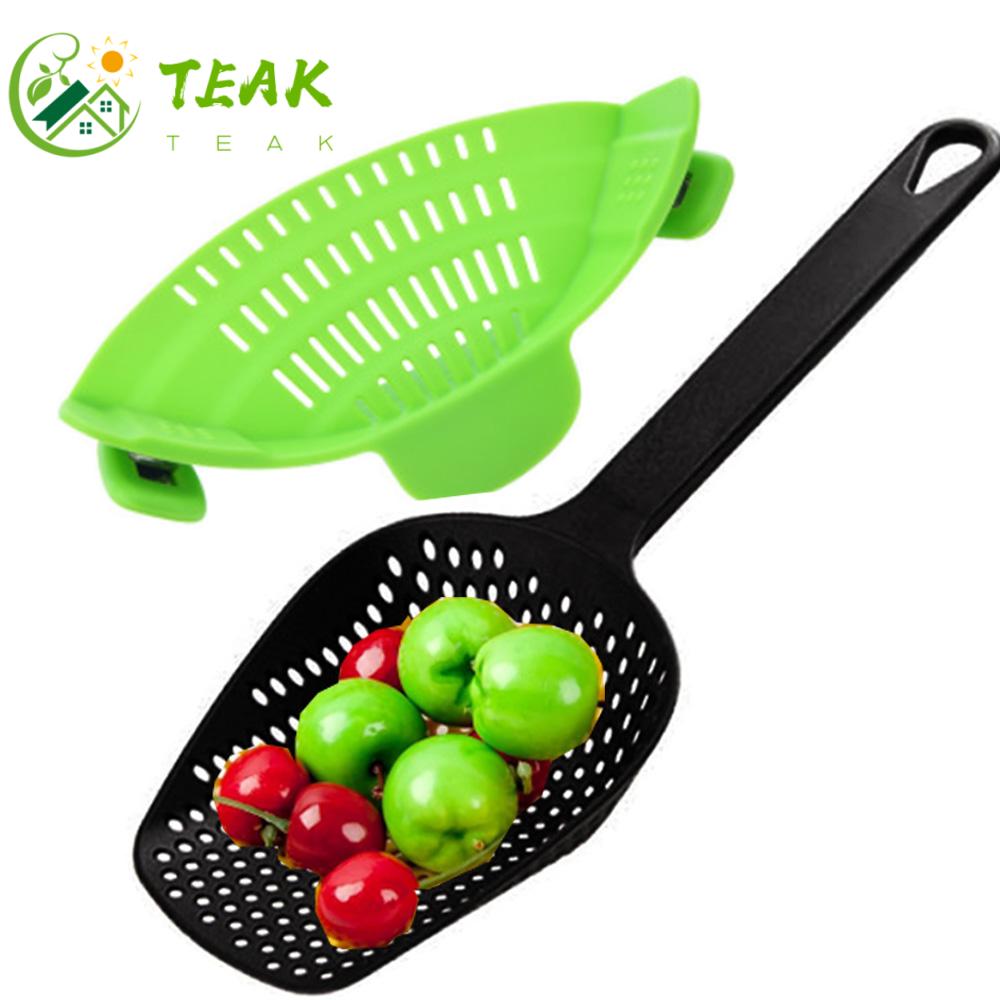 TEAK Spaghetti Clip on colander Suitable Food grade grease Pasta strainer Strainer pot Cooking Trainers for kitchen Spoon Filter Clip Clip on strainer Kitchen &amp; dining room tables/Multicolor
