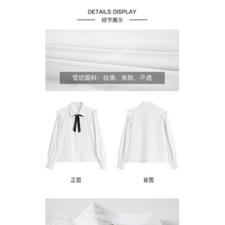 [ ORDER TAOBAO] Áo sơ mi phối ren bèo kèm nơ cổ