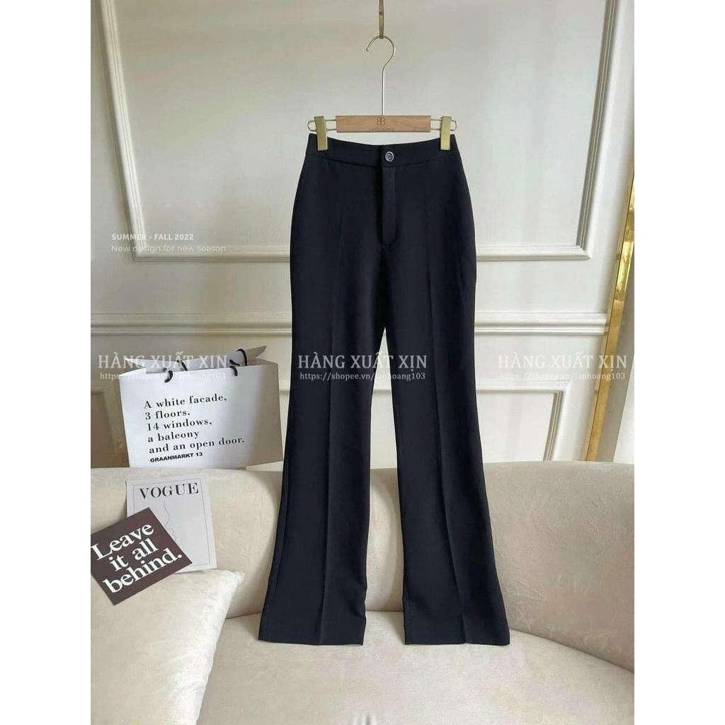 Quần ống loe chất chéo Hàn 2 màu đen trắng vải đẹp co giãn
