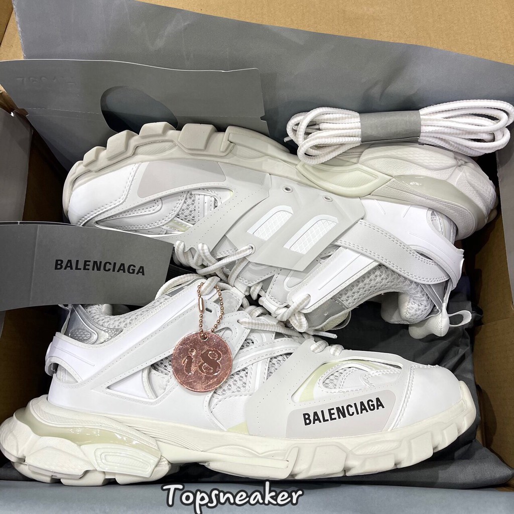Giày Sneaker Balen Track Full Trắng Full Phụ Kiện