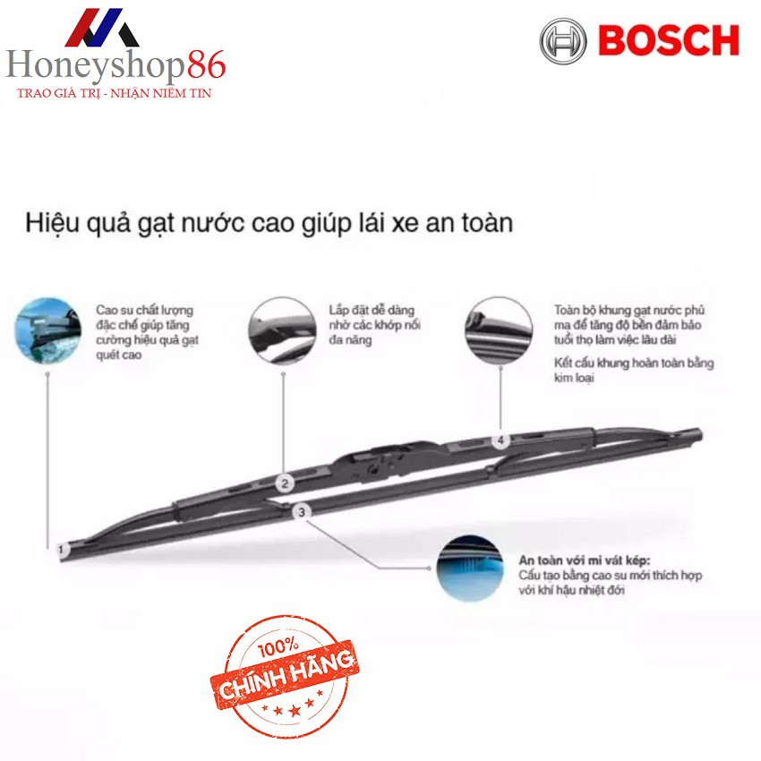 <Tiện Lợi>Các Thanh Gạt Mưa 14”16”18”19”20”21”24”26”28” BOSCH Advantage HONEYSHOP86