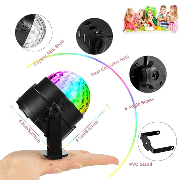 [ Hàng loại 1 ] Đèn LED xoay 7 màu vũ trường cảm ứng nhạc mini