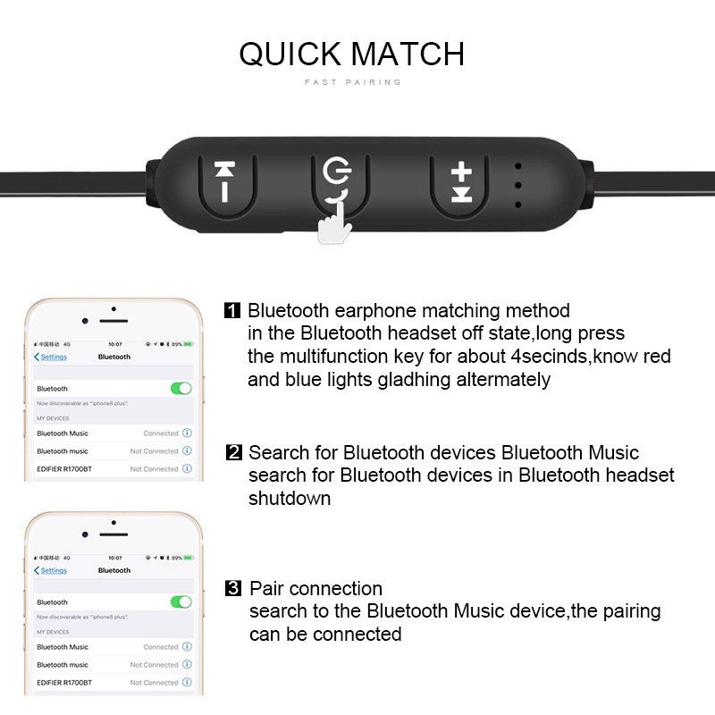 Tai Nghe Nhét Tai Thể Thao XT11 Kết Nối Bluetooth Không Dây Có Micro