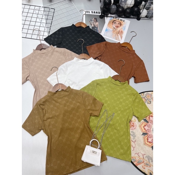 ÁO THUN TĂM GG CỘC CỔ 3 PHÂN CHẤT MÁT MS10269