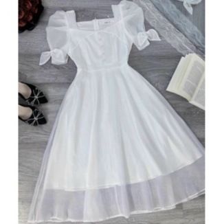 Đầm váy nữ dự tiệc 2 tầng siêu xinh, sang chảnh với màu trắng tinh khôi thích hợp cho các nàng thích nhẹ nhàng