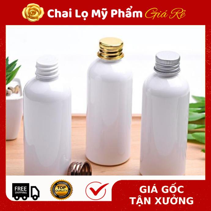 Chai Chiết Mĩ Phẩm ❤ Chai nắp nhôm trắng sữa 20ml,30ml,50ml,100ml , chai lọ nhựa pet chiết mỹ phẩm , phụ kiện du lịch