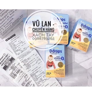 [ Đủ bill - Mỹ ] Vitamin D3 Drops - Baby DDrops bổ xung vitamin D cho bé 90 giọt