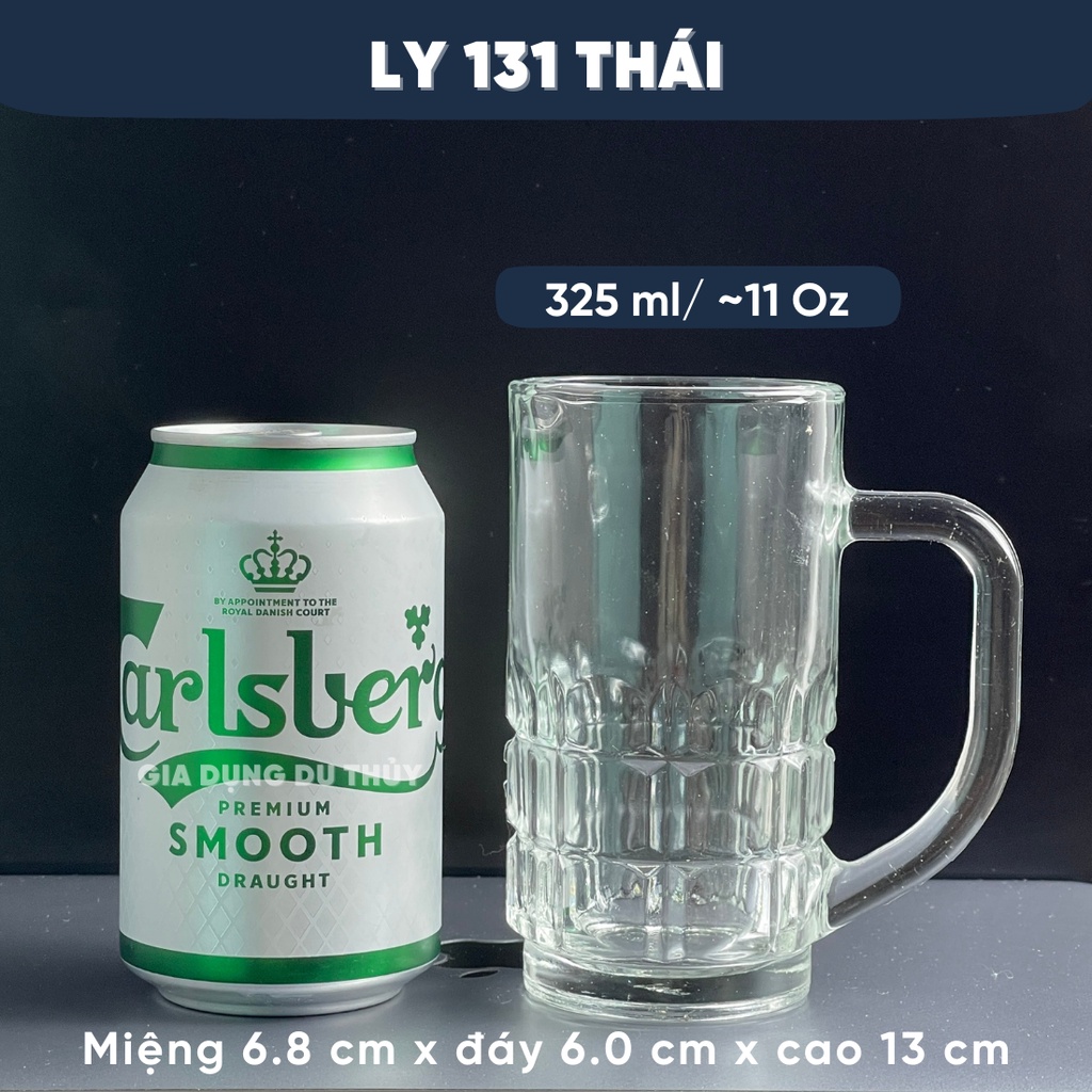 Bộ 6 Ly thủy tinh có quai uống có quai hàng Thái Lan thương hiệu thủy tinh Union Glassware dung tích 400ml
