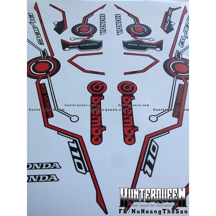Tem rời dán xe Blade Honda 2017 màu đen. Chất liệu cao cấp không bay màu