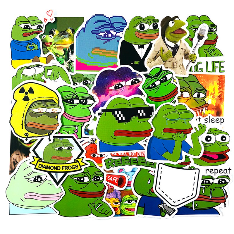 Y&P| Hình Dán Ếch Xanh Sad Frog PEPE Graffit Dán Nón Bảo Hiểm Chống Nước