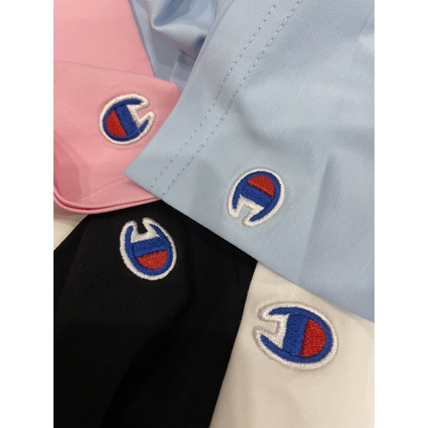 Áo Thun Cham.Pi.On Unisex Chất Cotton 100% Thêu 3 Hàng Chữ Đen/Trắng/Hồng/Xanh