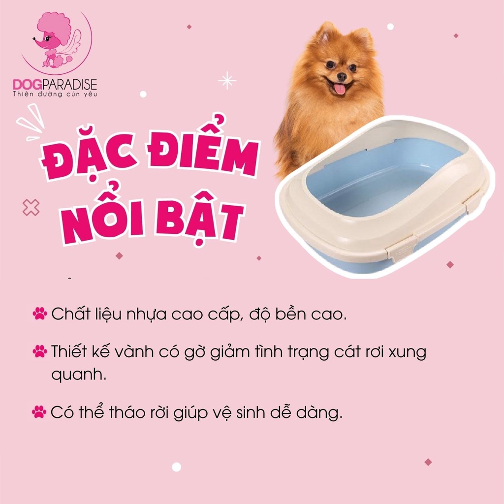 Khay vệ sinh cho chó Pian Pian chống văng cát chất liệu nhựa cao cấp P1121 45 x 33 x 16 cm - Dog Paradise