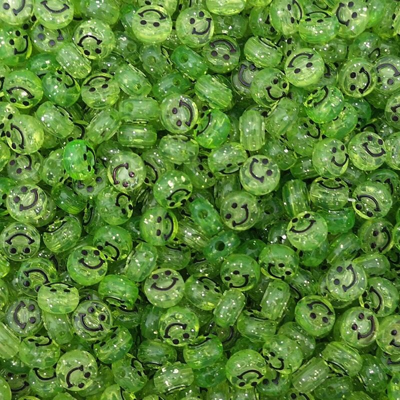 Bộ 50 Hạt Nhựa Hình Mặt Cười 10mm Làm Trang Sức Thủ Công