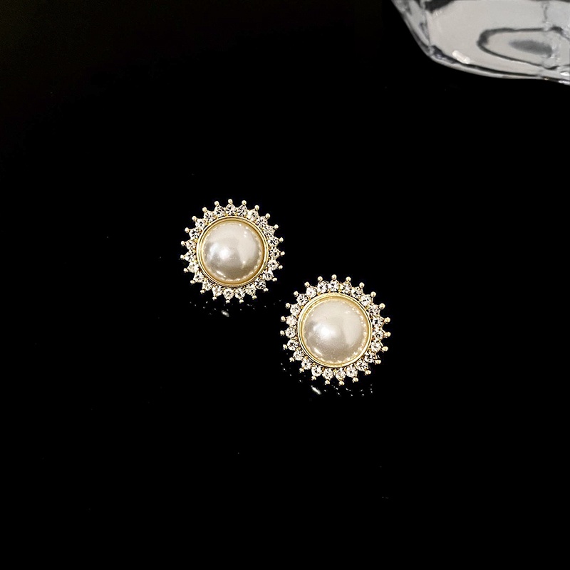 Bông tai có hình chữ cái đính đá ngọc trai nhân tạo hợp thời trang