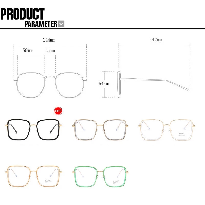 Mắt kính gọng vuông chống bức xạ thời trang cho nam và nữ
