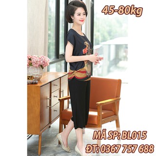 Áo kiểu áo lụa nữ trung niên form rộng chất lụa mát BL015