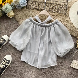 Áo voan kiểu choker cổ đẹp