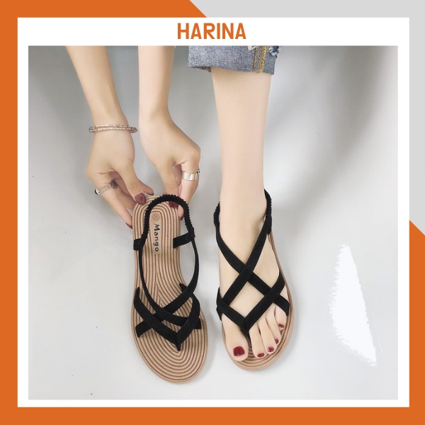 Sandal nữ đi học xỏ ngón đế bệt đẹp ulzzang quai chéo HARINA SD003