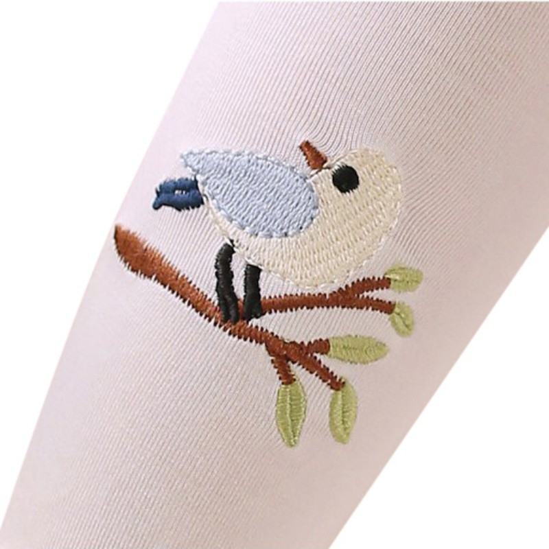 Quần legging thêu hình chim chất liệu cotton mềm mại cho bé gái