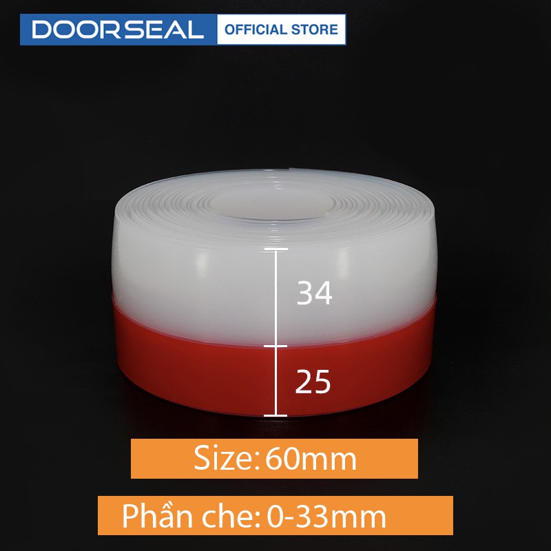 Gioăng,ron cao su chân cửa, ngăn côn trùng, thoát hơi lạnh, bụi hiệu quả, loại 2m (Size 60mm) - DOORSEAL™ (Vietnam)