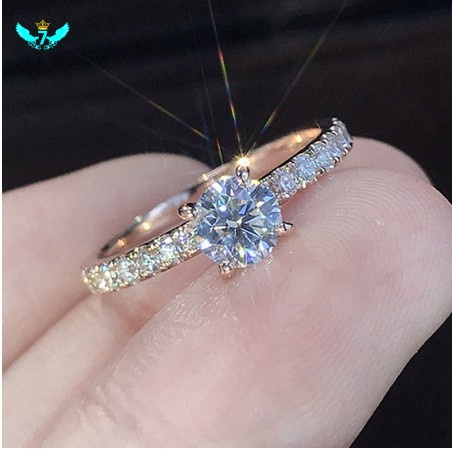 Nhẫn Bạc S925 Đính Đá Sapphire Trắng Tự Nhiên Tinh Tế Đơn Giản