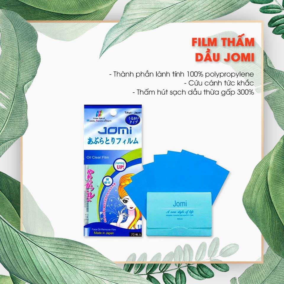 Giấy Thấm Dầu Jomi Oil Clear Film Phim kiểm soát bã nhờn, hỗ trợ ngăn ngừa mụn 70 Tờ