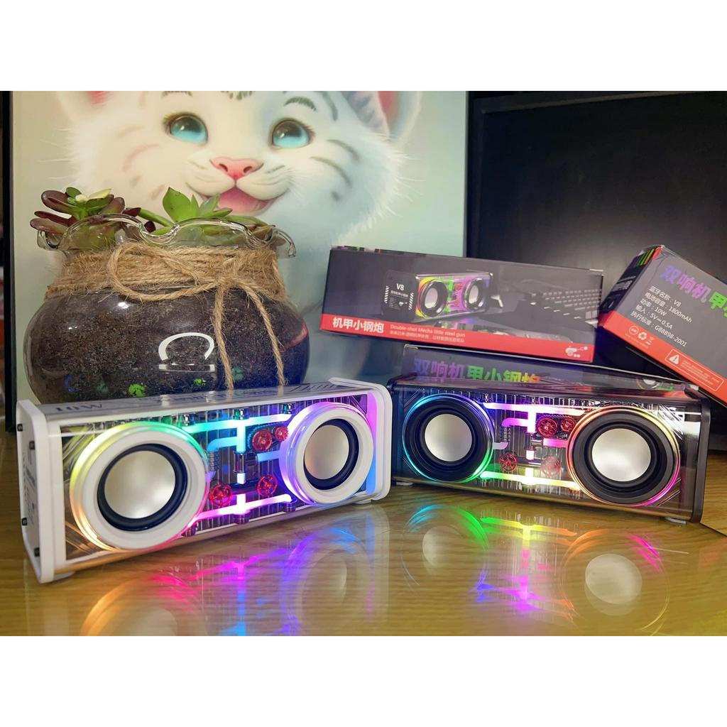 Loa Bluetooth V8 LED RGB Theo Nhạc, Bass Cực Mạnh, Âm Thanh Vòm Tương Thích Điện Thoại, Laptop. Thiết Kế Cực Đẹp