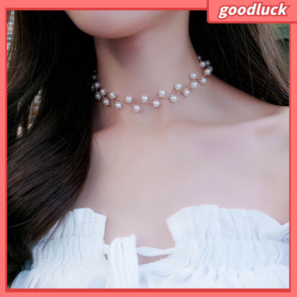 Vòng Cổ Choker Đính Ngọc Trai Giả Có Thể Điều Chỉnh Kích Cỡ Dành Cho Nữ