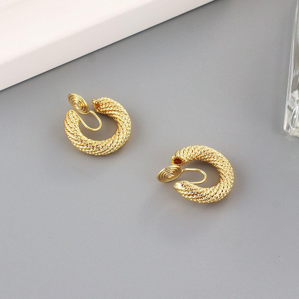 Bông Tai Thiết Kế Xinh Xắn Thời Trang Dành Cho Nữ|Khuyên Kẹp Tai Chữ C Bằng Đồng Phong Cách Retro Thanh Lịch
